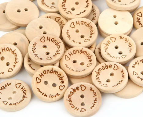 Wooden Pom Pom Button