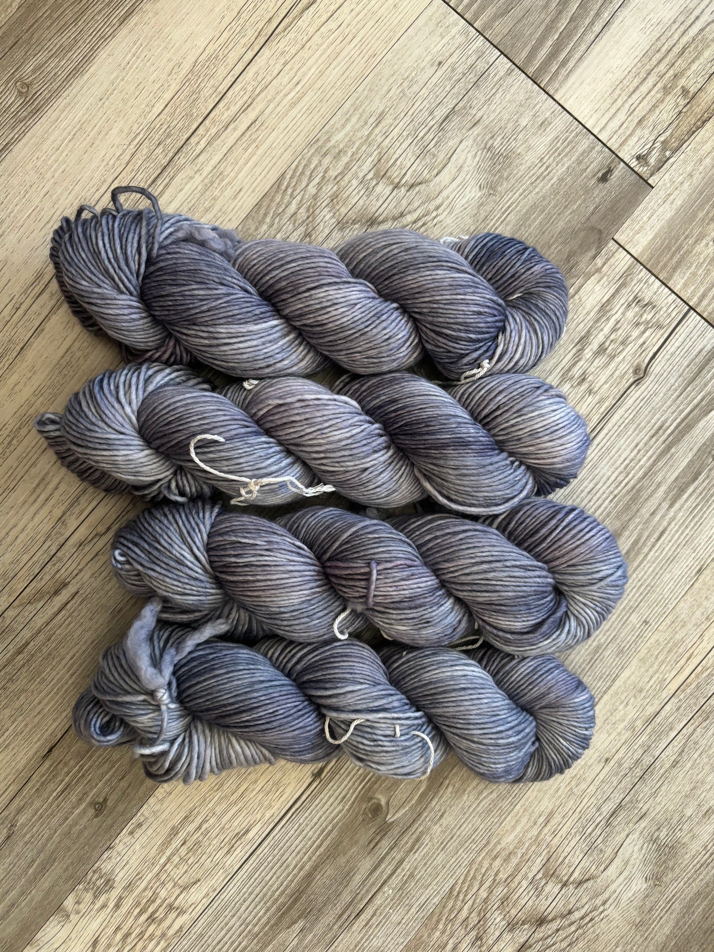 Grey-Blue-Mauve OOAK Worsted Single Ply Merino - 09/24